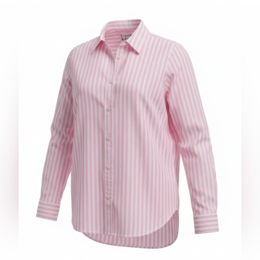 Frank & Eileen FRANK Women's Pink Striped Long Sleeve Button Up Shirt Sz Large